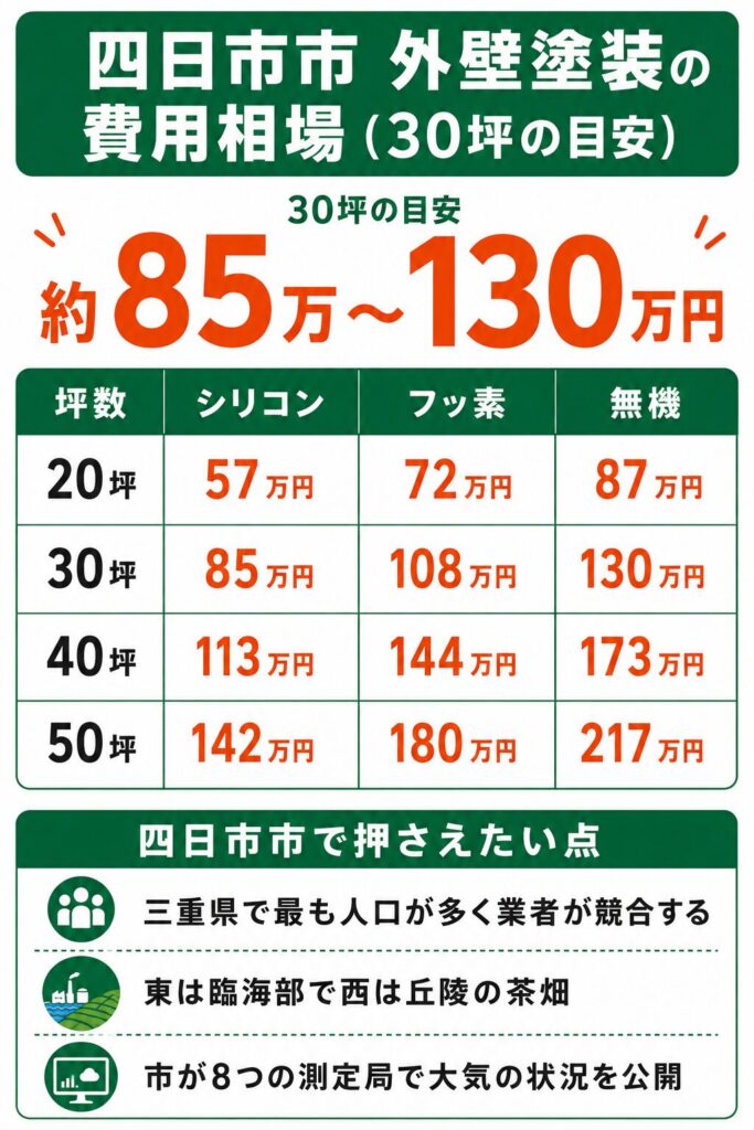 四日市市の外壁塗装の費用相場