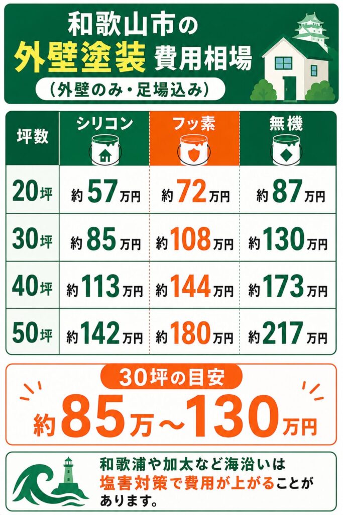 和歌山市の外壁塗装の費用相場