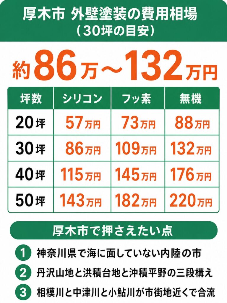 厚木市の外壁塗装の費用相場