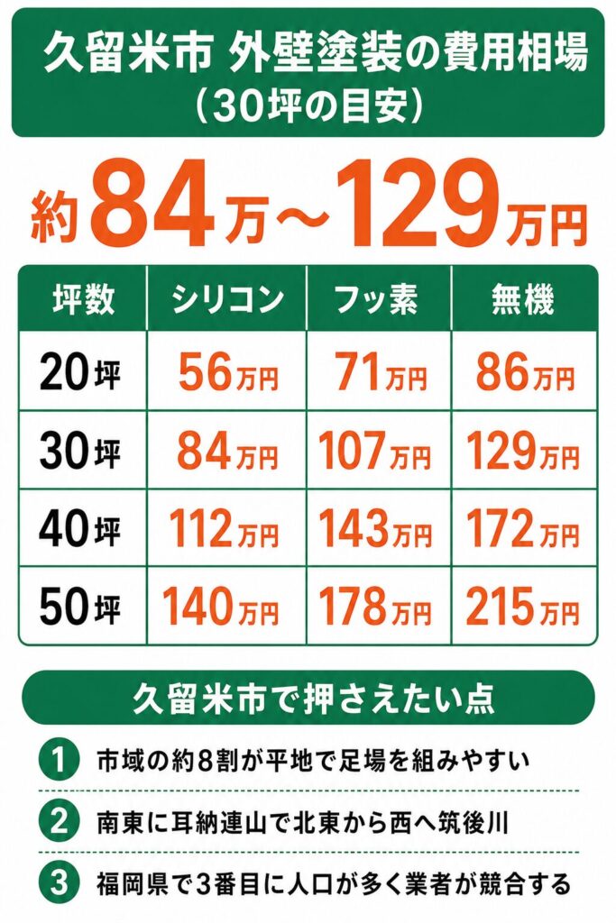 久留米市の外壁塗装の費用相場