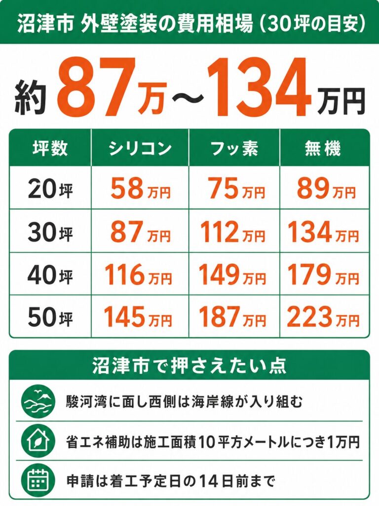 沼津市の外壁塗装の費用相場