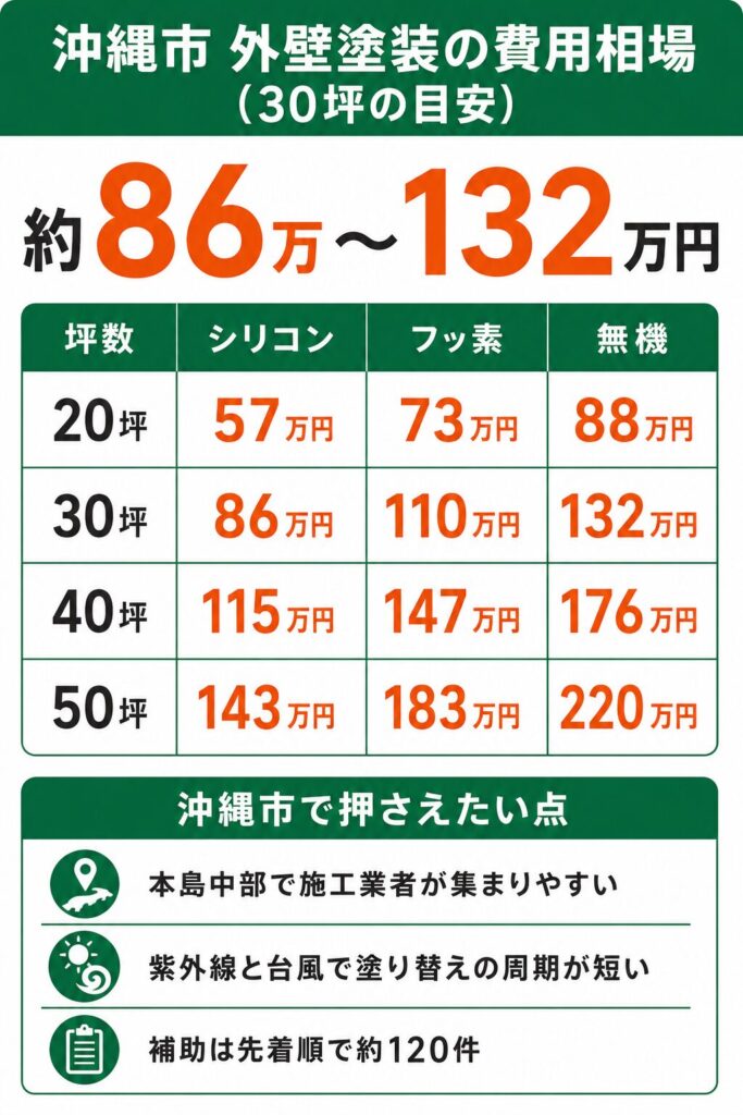 沖縄市の外壁塗装の費用相場
