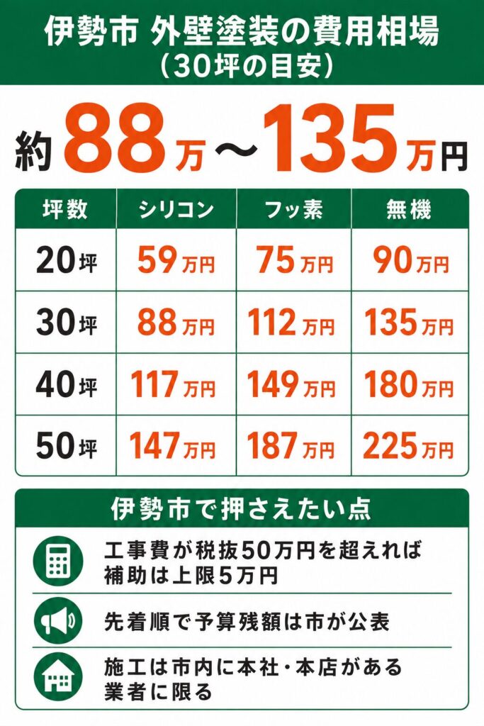 伊勢市の外壁塗装の費用相場