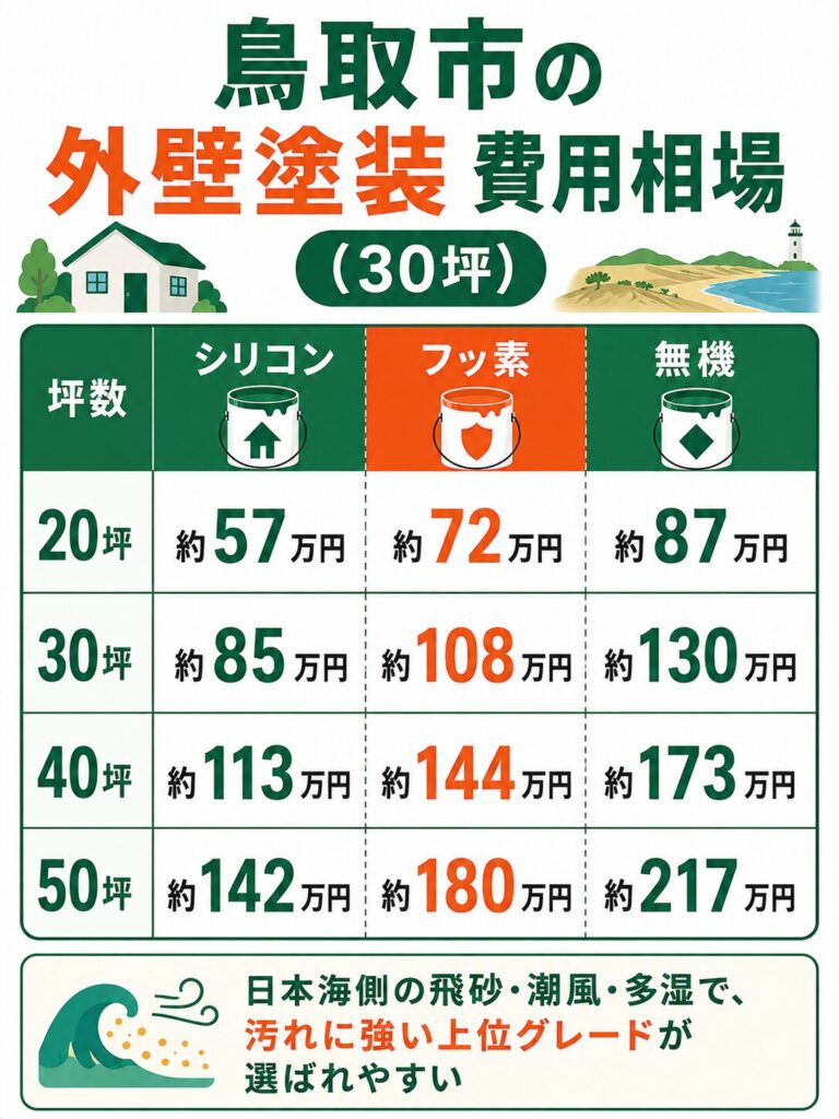 鳥取市の外壁塗装の費用相場