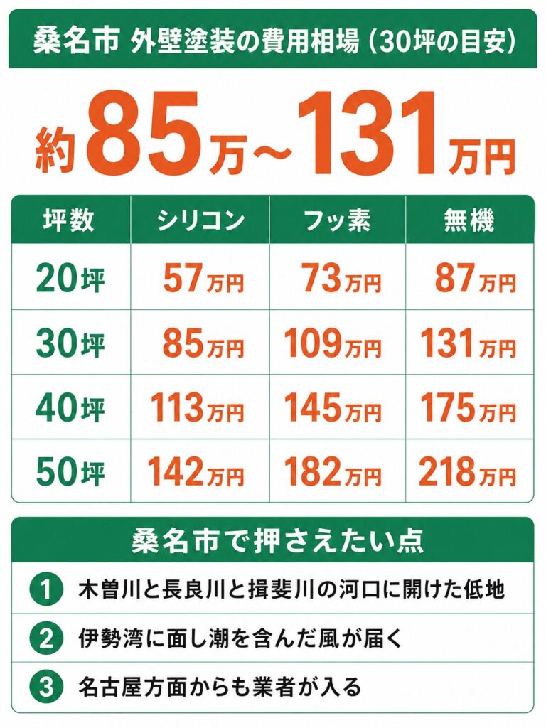 桑名市の外壁塗装の費用相場