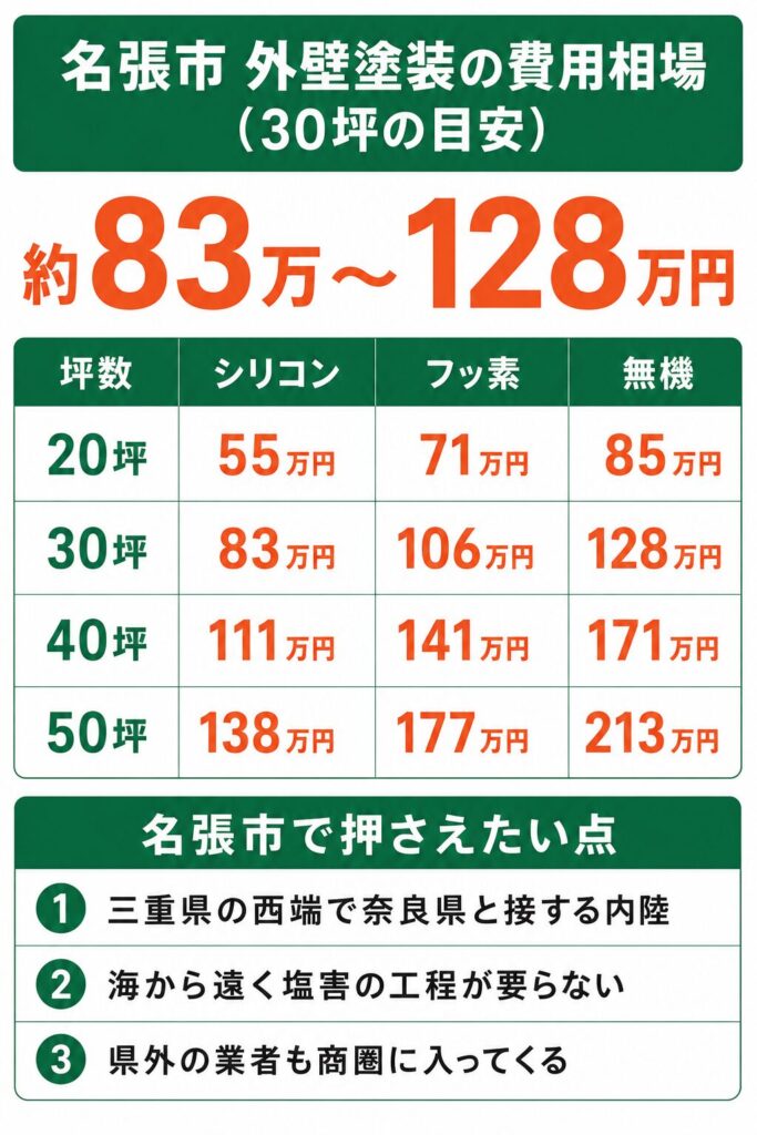 名張市の外壁塗装の費用相場