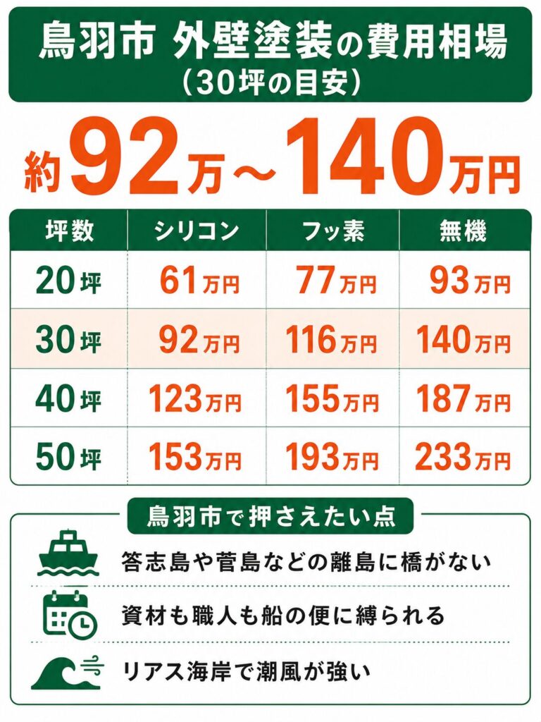 鳥羽市の外壁塗装の費用相場