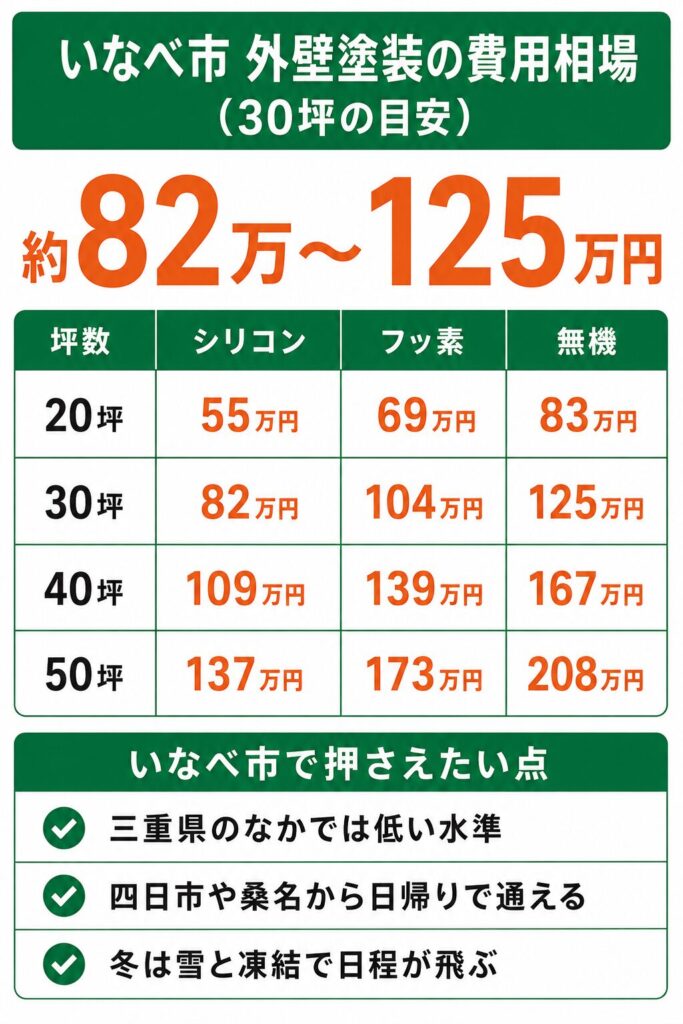 いなべ市の外壁塗装の費用相場