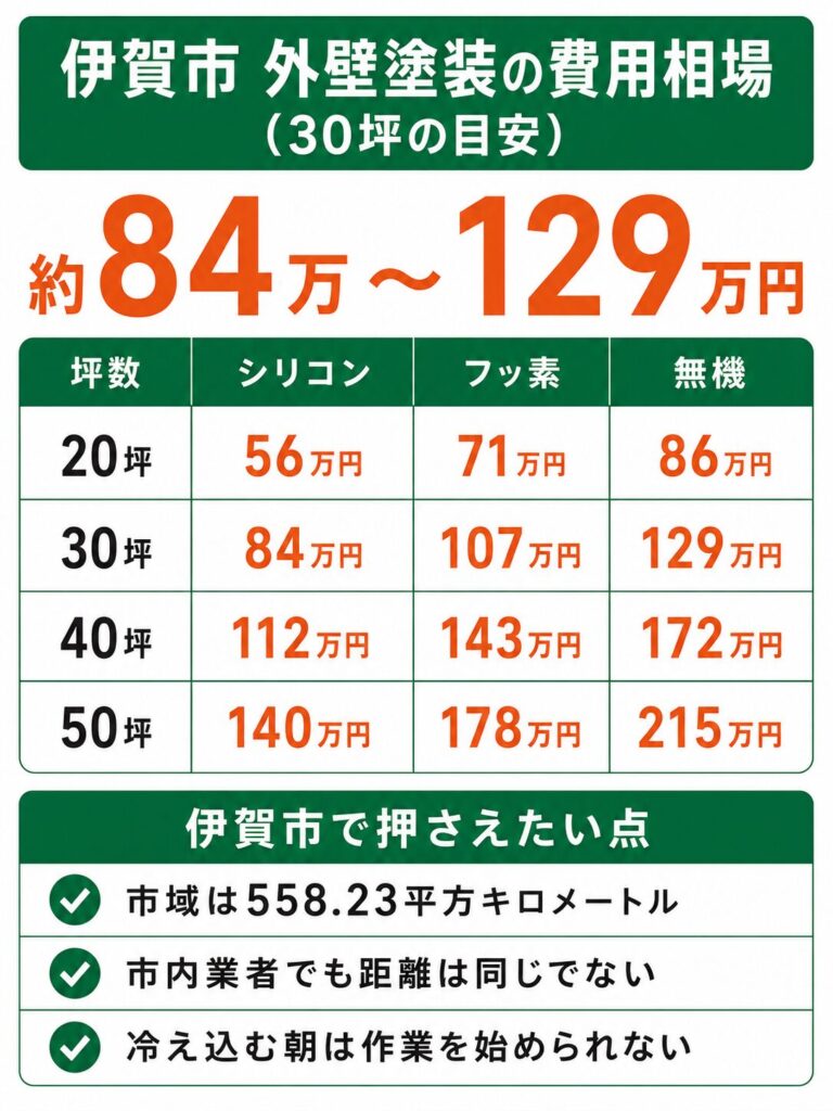 伊賀市の外壁塗装の費用相場