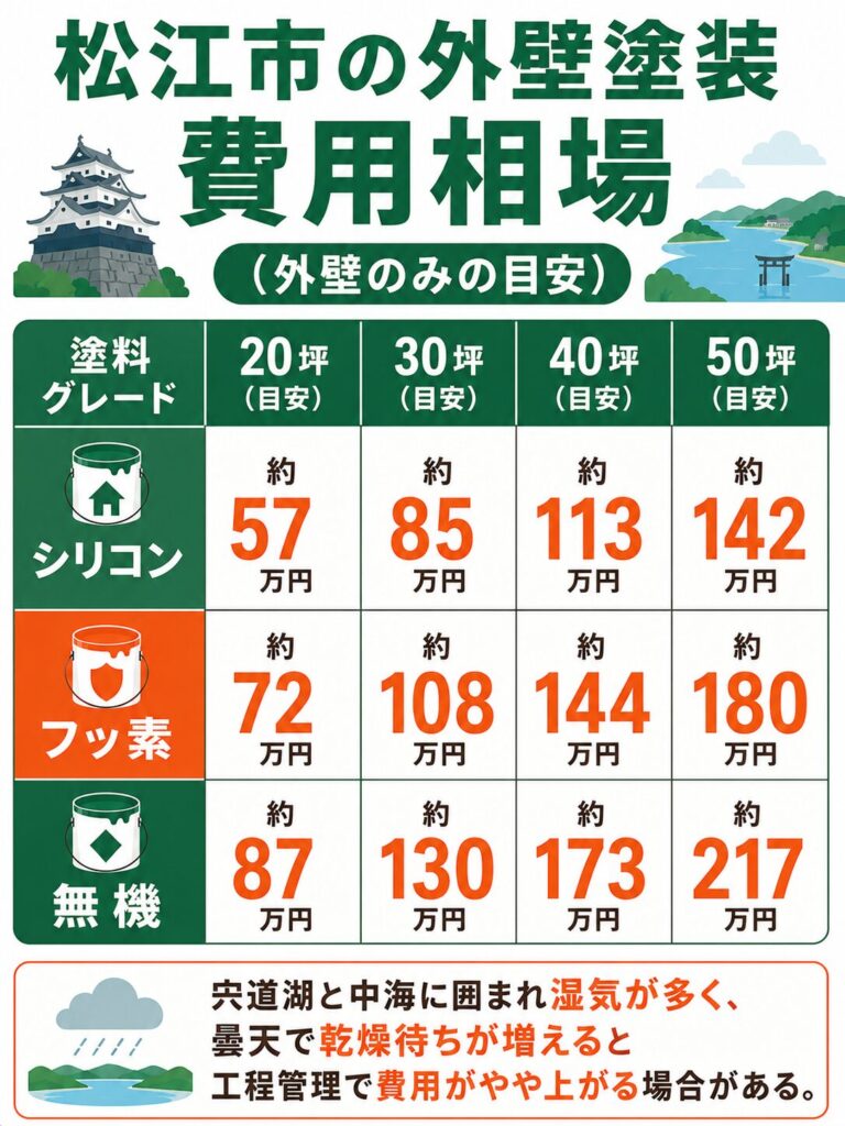 松江市の外壁塗装の費用相場