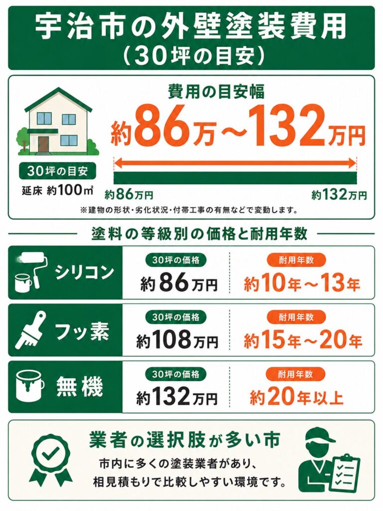 宇治市の外壁塗装の費用相場