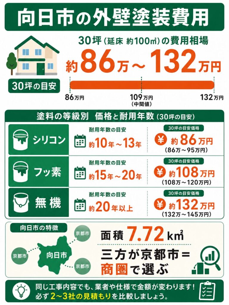 向日市の外壁塗装の費用相場