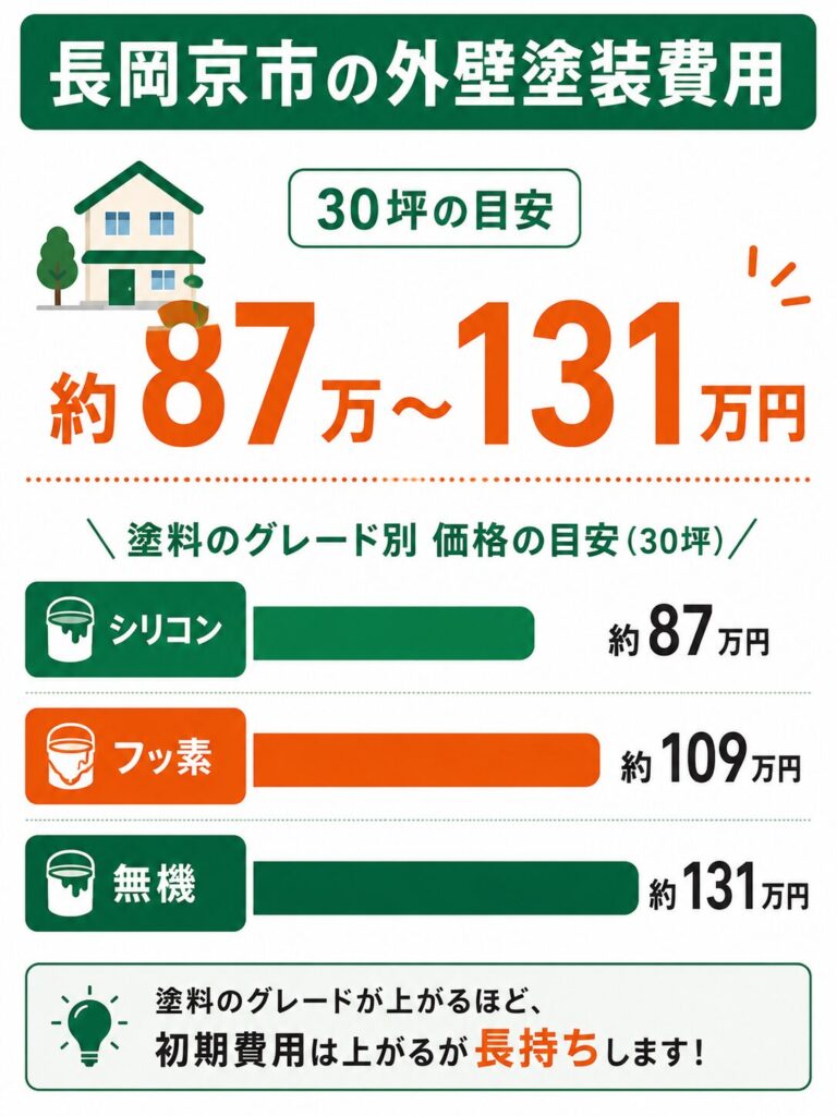 長岡京市の外壁塗装の費用相場
