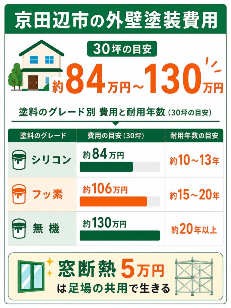 京田辺市の外壁塗装の費用相場