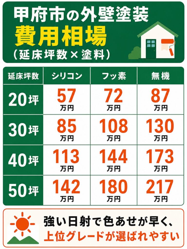 甲府市の外壁塗装の費用相場