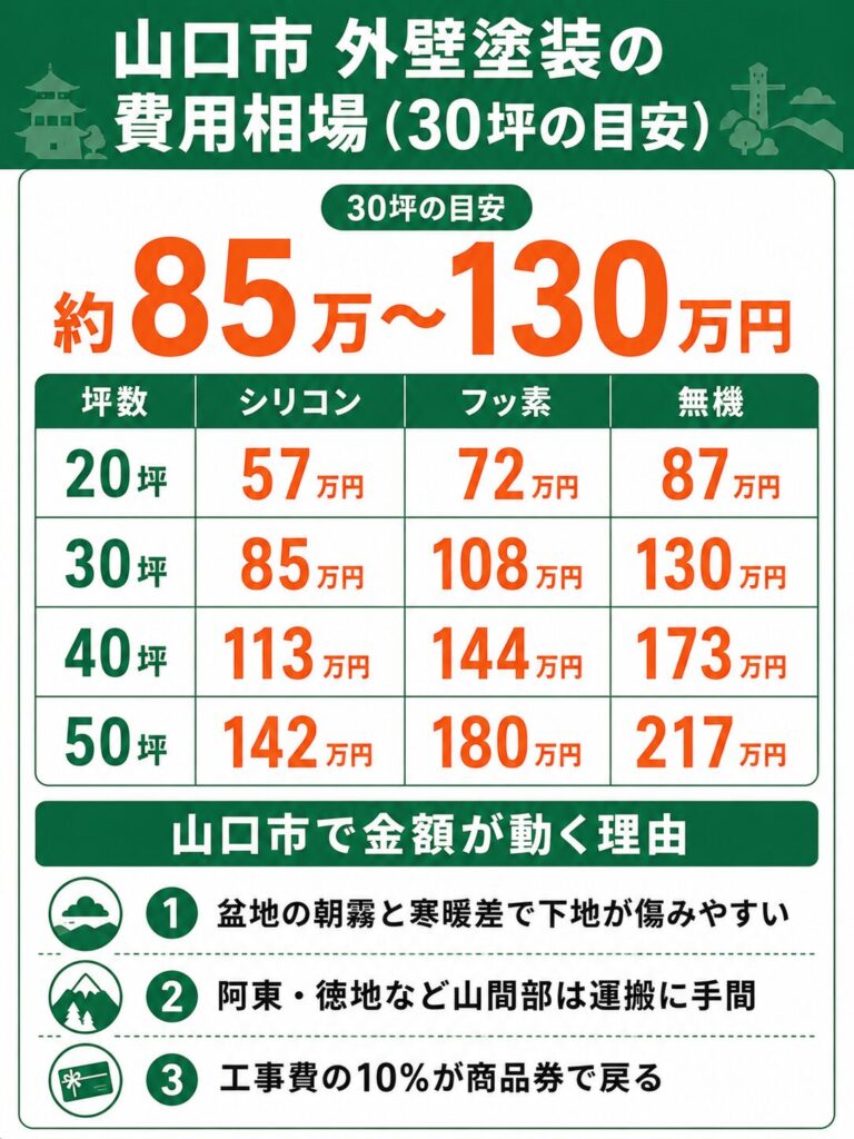 山口市の外壁塗装の費用相場