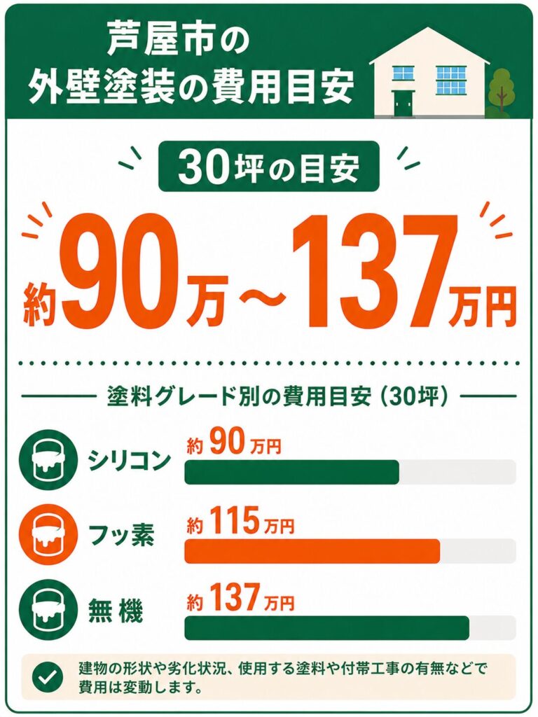 芦屋市の外壁塗装の費用相場