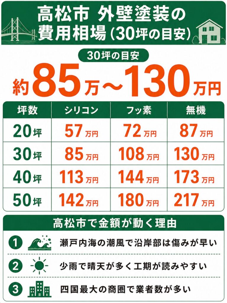 高松市の外壁塗装の費用相場