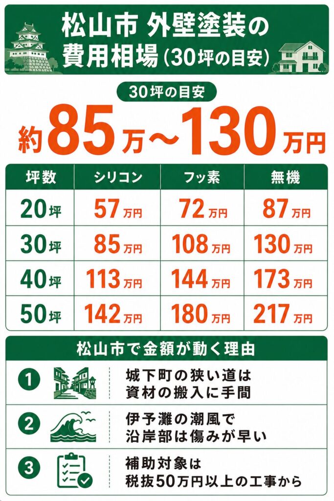 松山市の外壁塗装の費用相場