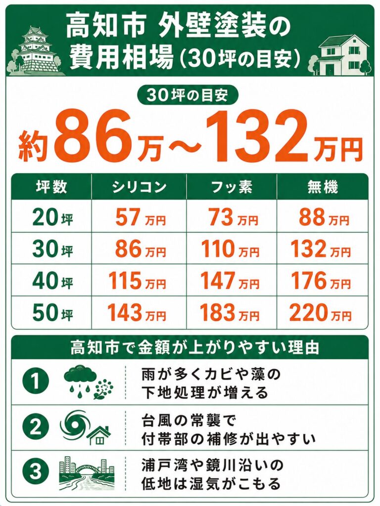 高知市の外壁塗装の費用相場