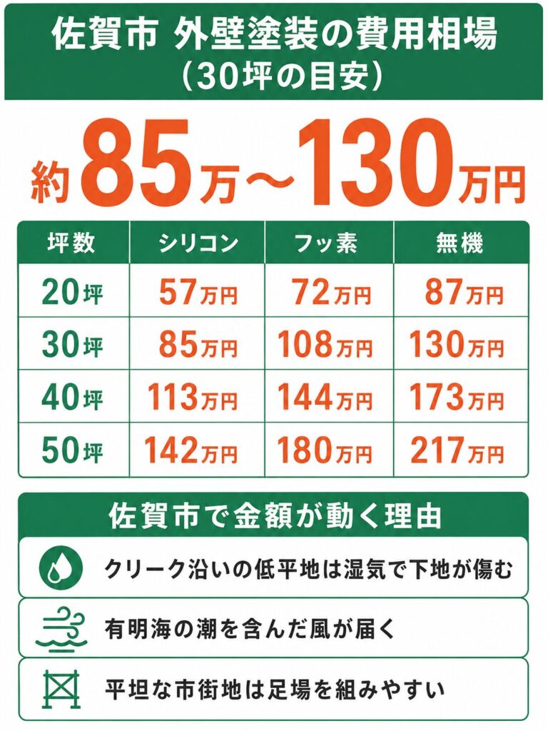 佐賀市の外壁塗装の費用相場