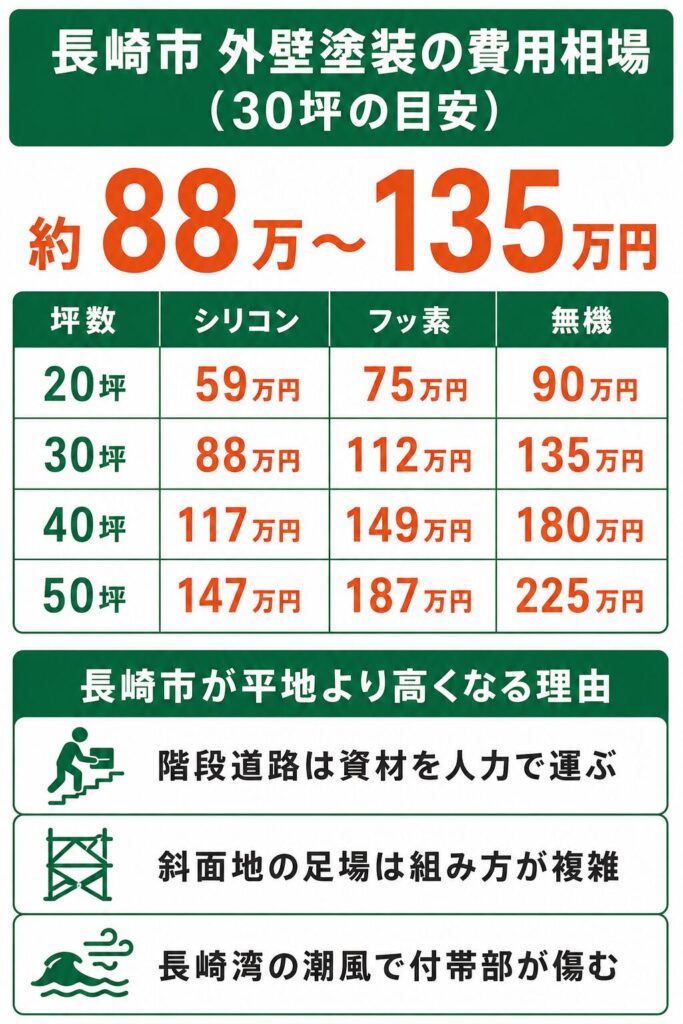 長崎市の外壁塗装の費用相場