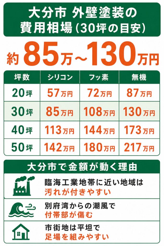 大分市の外壁塗装の費用相場
