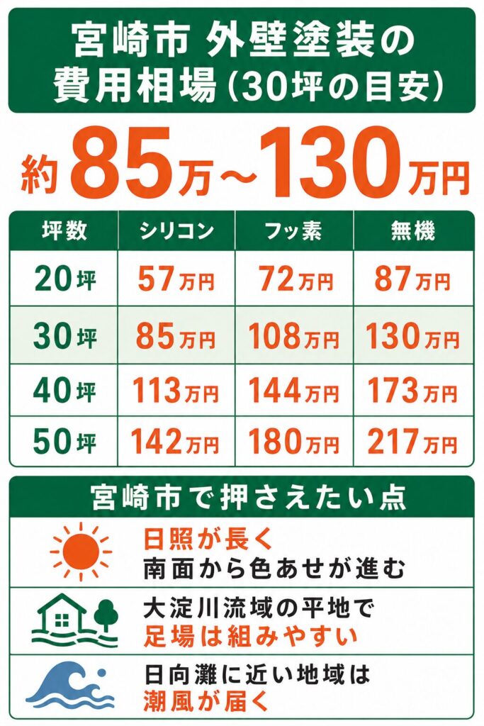 宮崎市の外壁塗装の費用相場