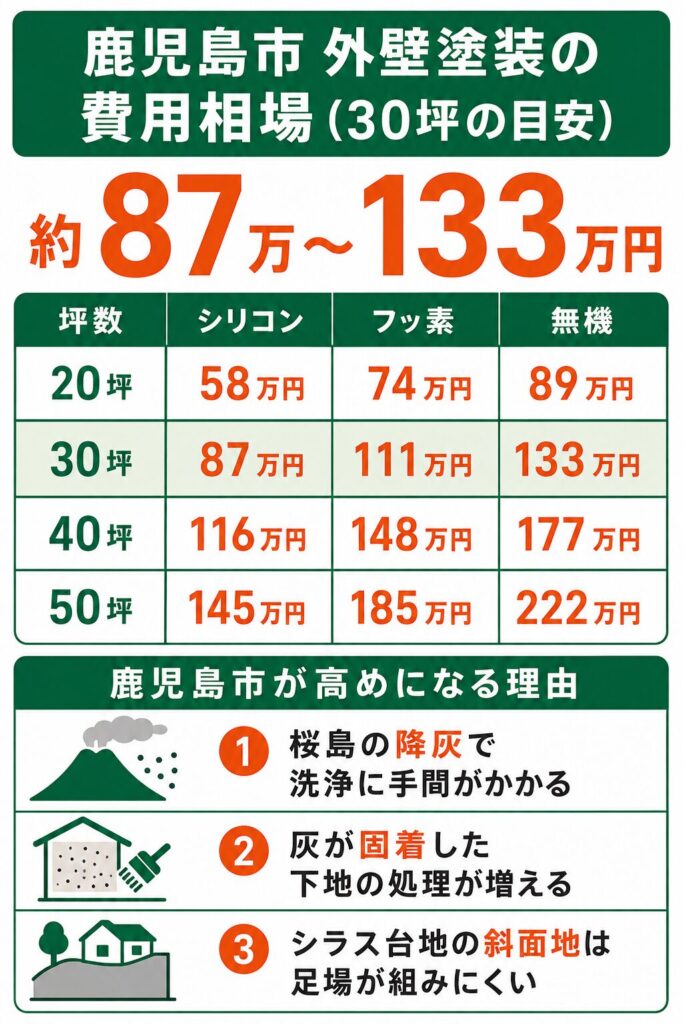 鹿児島市の外壁塗装の費用相場