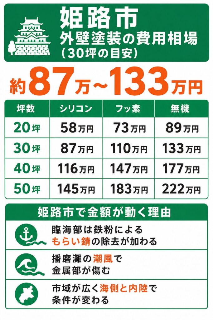姫路市の外壁塗装の費用相場