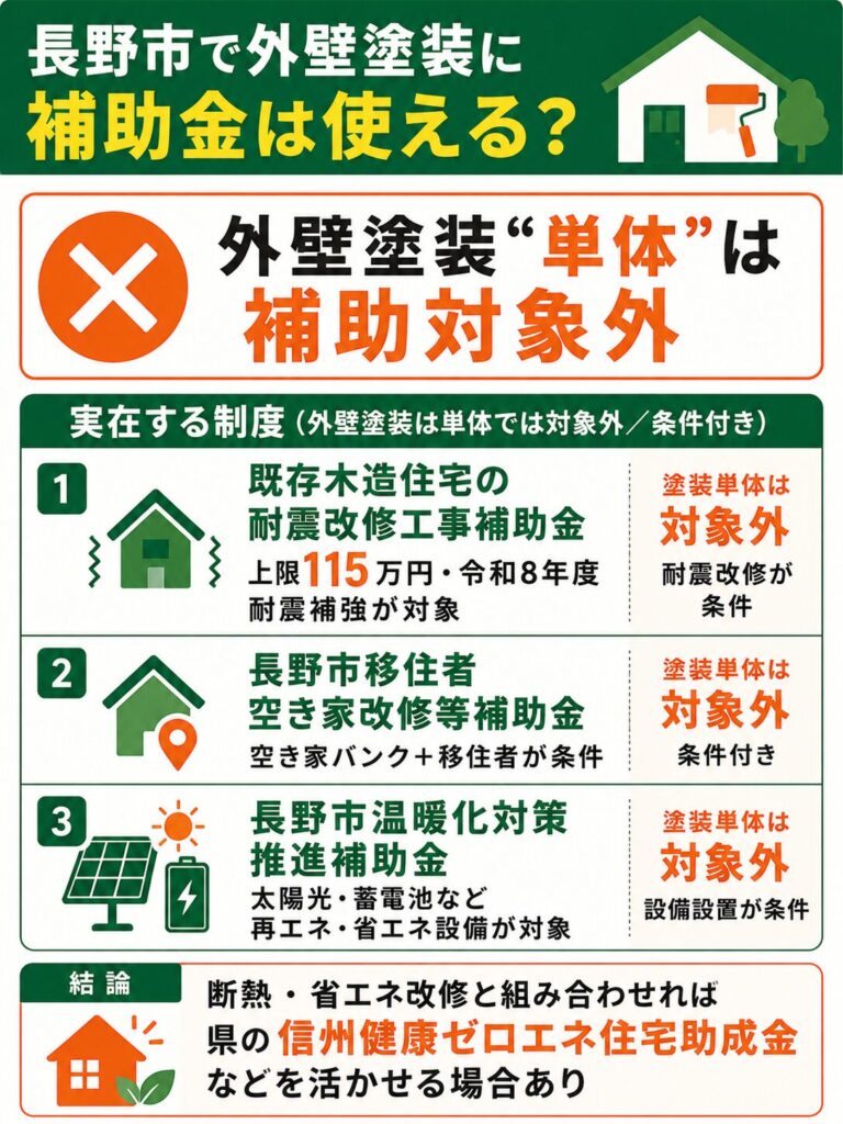 長野市で使える外壁塗装の補助金【2026年度最新】