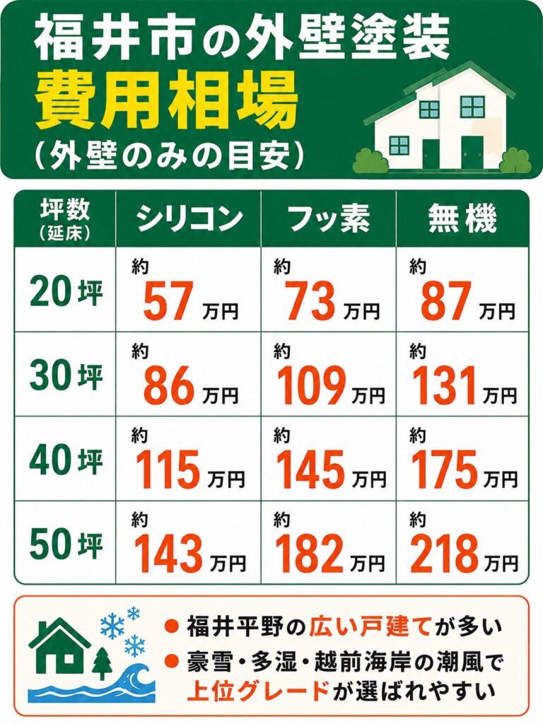 福井市の外壁塗装の費用相場