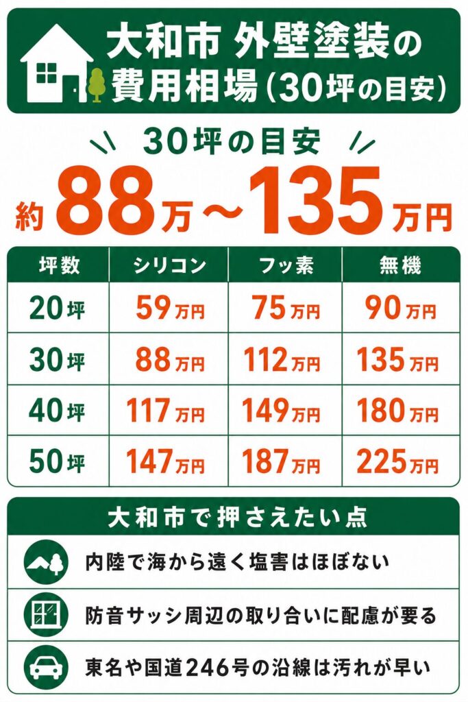 大和市の外壁塗装の費用相場