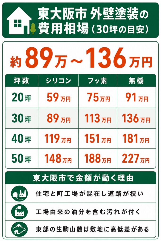 東大阪市の外壁塗装の費用相場