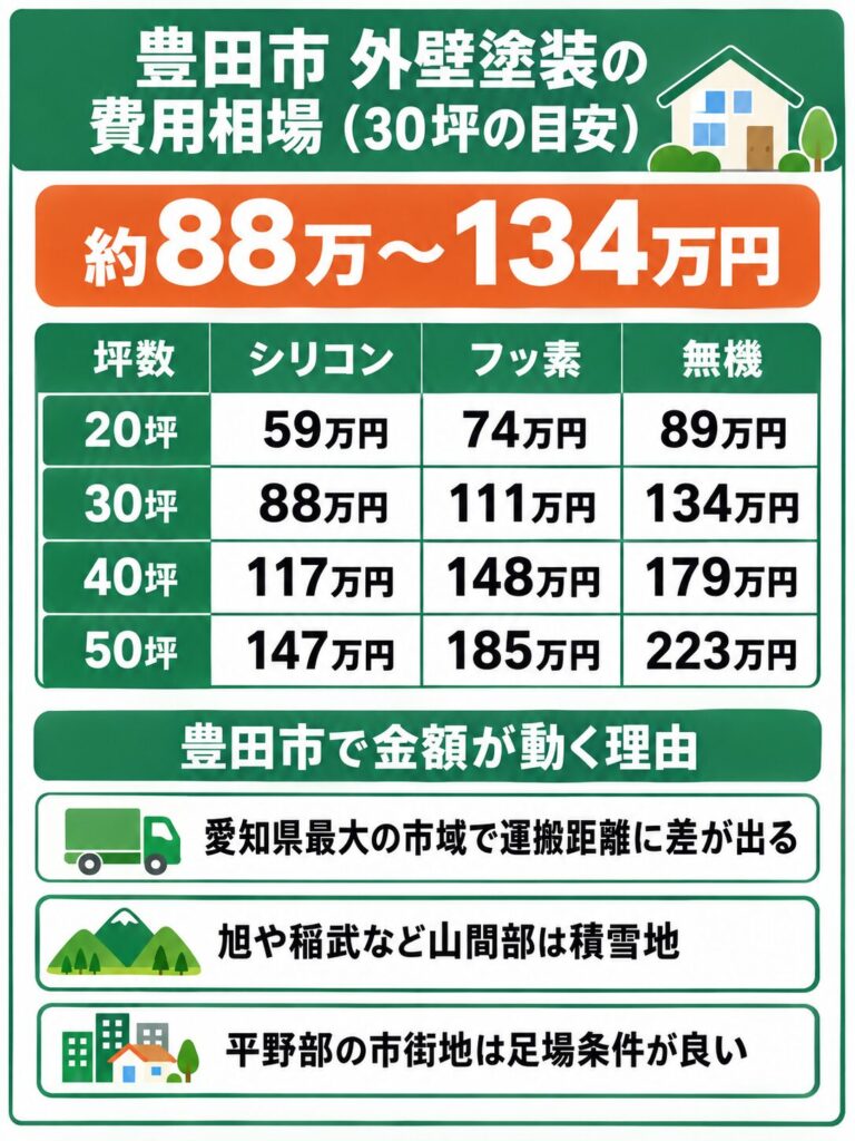 豊田市の外壁塗装の費用相場