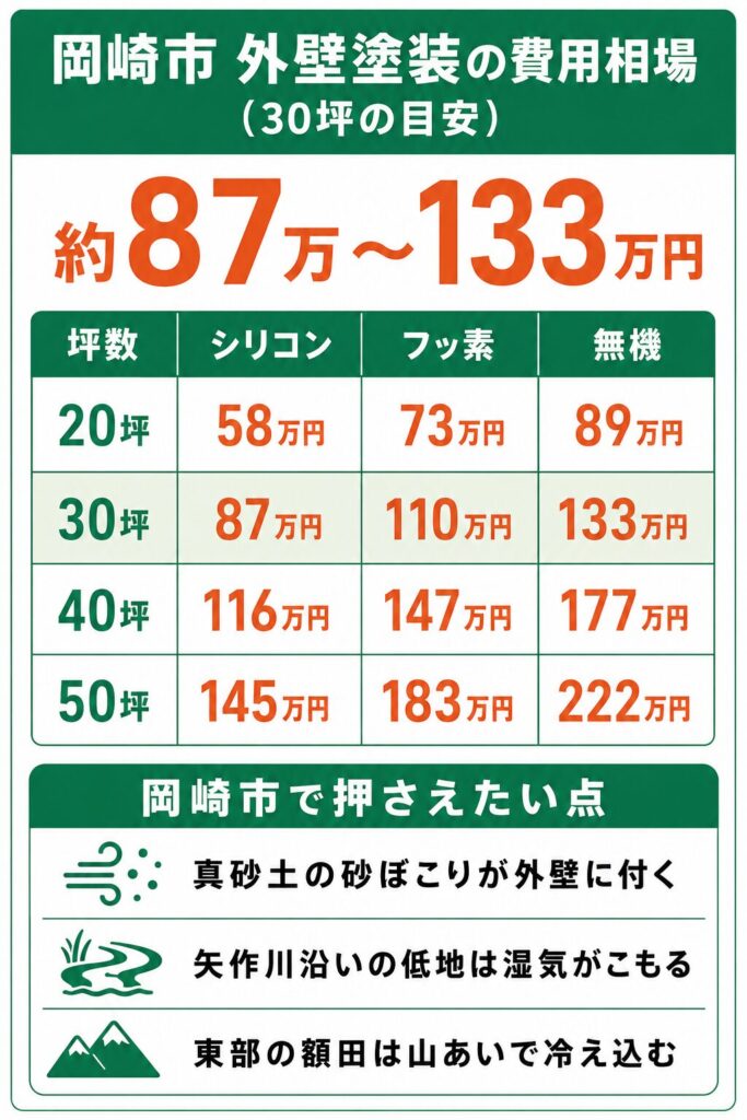 岡崎市の外壁塗装の費用相場