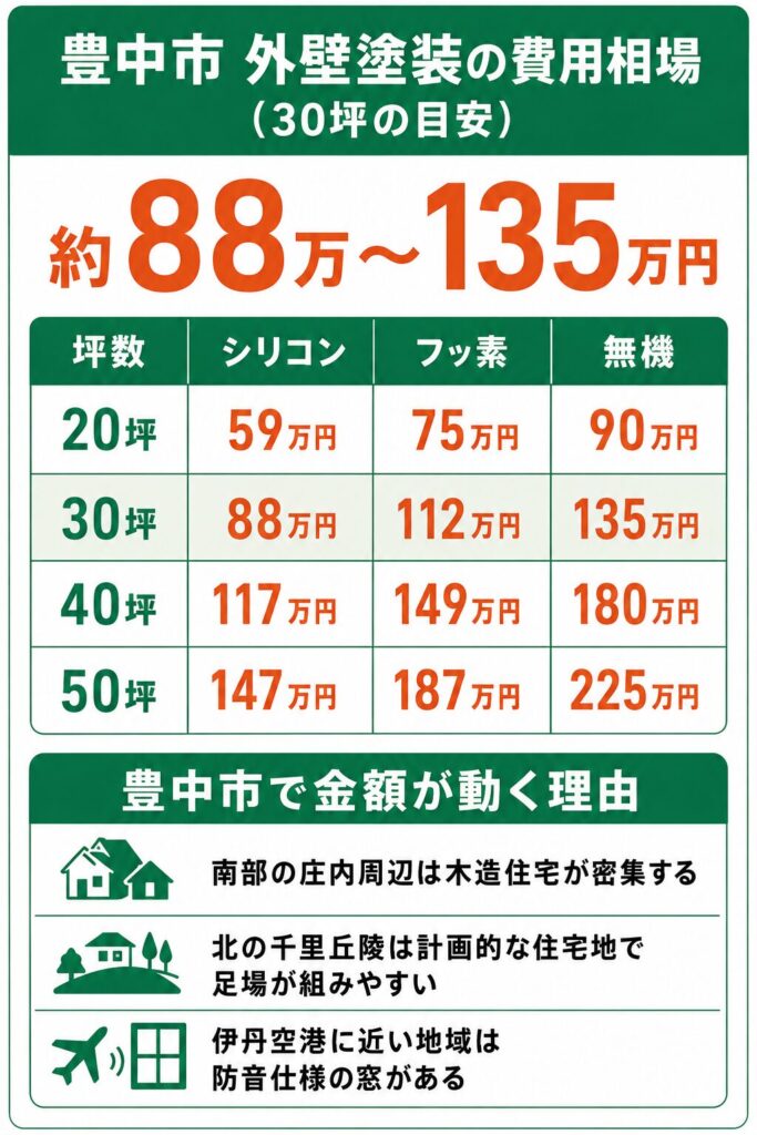 豊中市の外壁塗装の費用相場